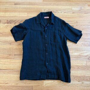 Maharishi Emroidered Hemp Open Collar Shirt Small